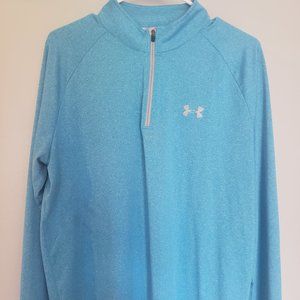Men's Light Blue Loose Heat Gear Under Armour 3/4 Zip Shirt
